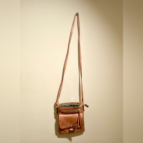 Mauve Faux Leather Mini Crossbody Bag w/ Wallet - Picture 8 of 16